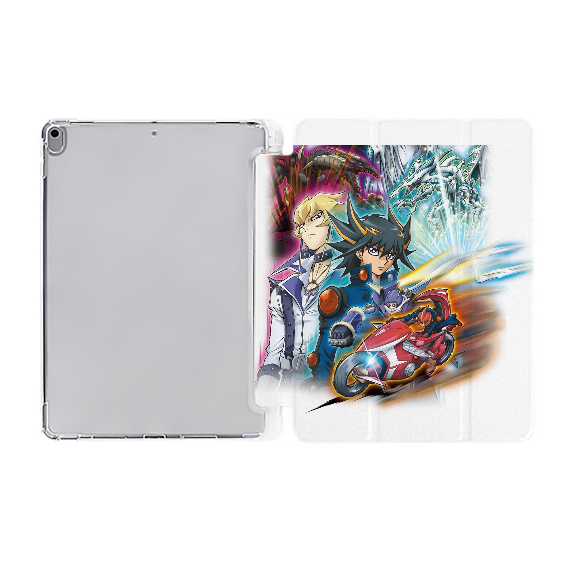 （画像用） 遊☆戯☆王 Yu-Gi-Oh! IPad ケース ペン収納付き 三つ折りスタンド PUレザー×シリコン 対応機種9.5/10.5/10.9インチ